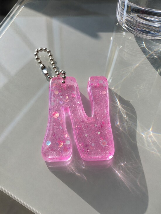 Handmade Accessories - Pink Glitter 'N' Keychain Card Holder Charm